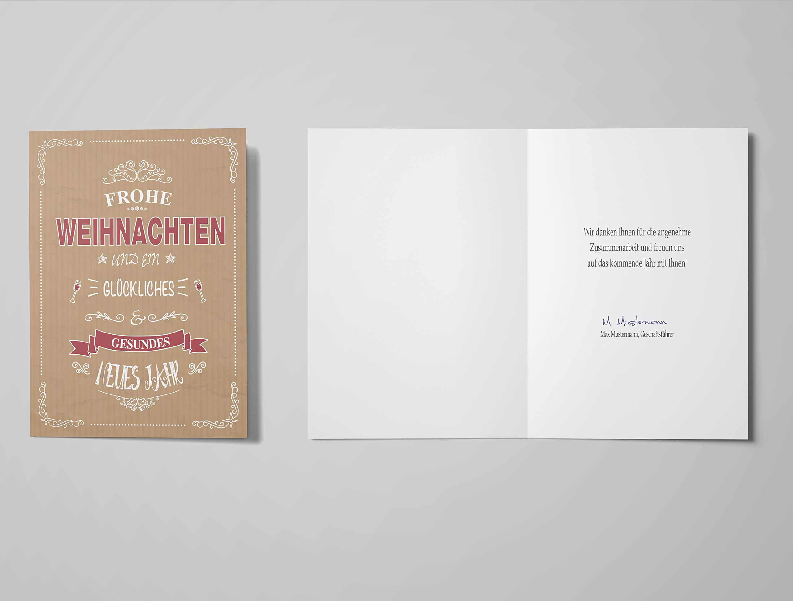 Weihnachtskarte Retro Rot(30 Stück) Für Familie, Freunde & geschäftlich | modern Klappkarten