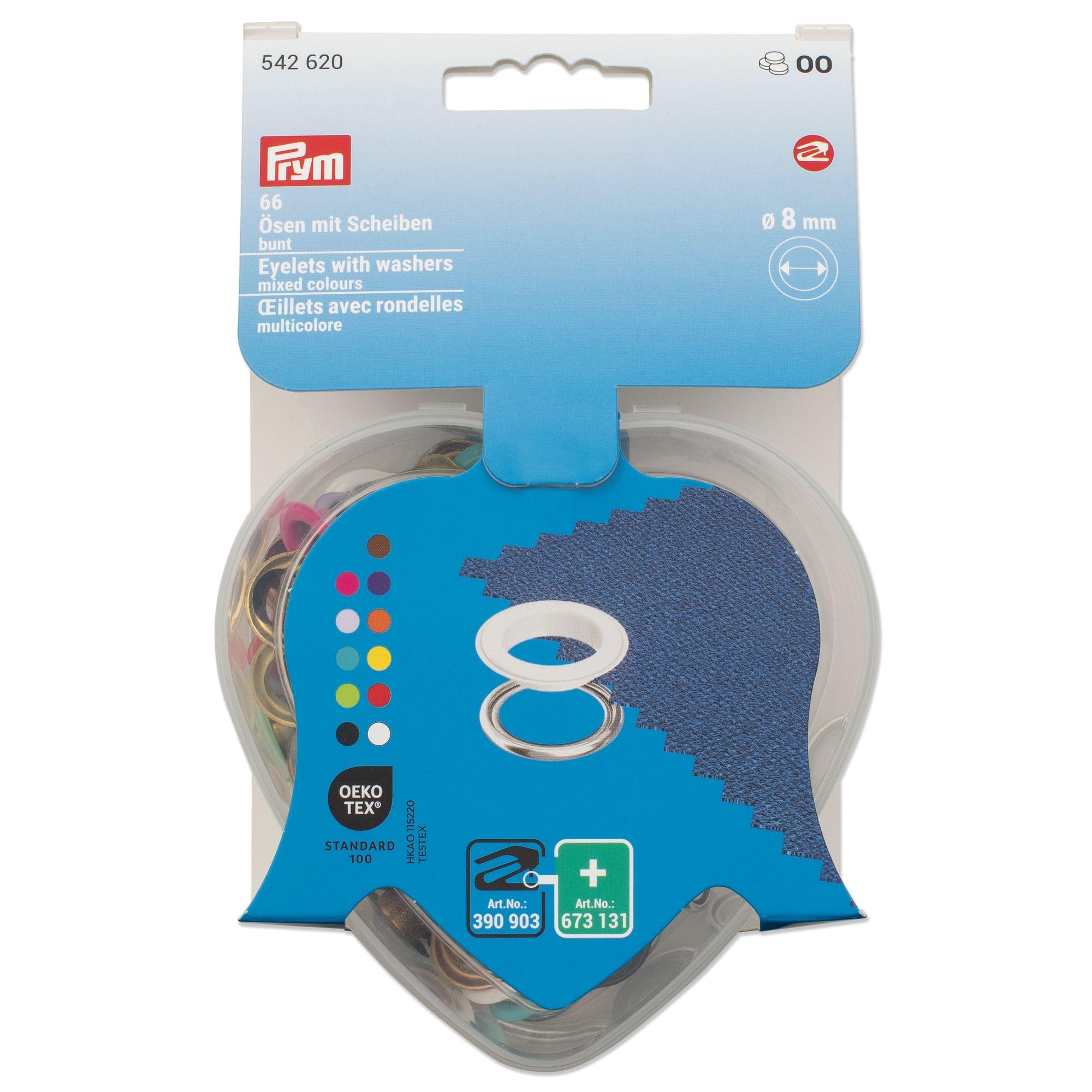 Prym 542620 Eyelets with Washers Colourful in Heart Box 8 mm Compatible with Vario Creative Tool