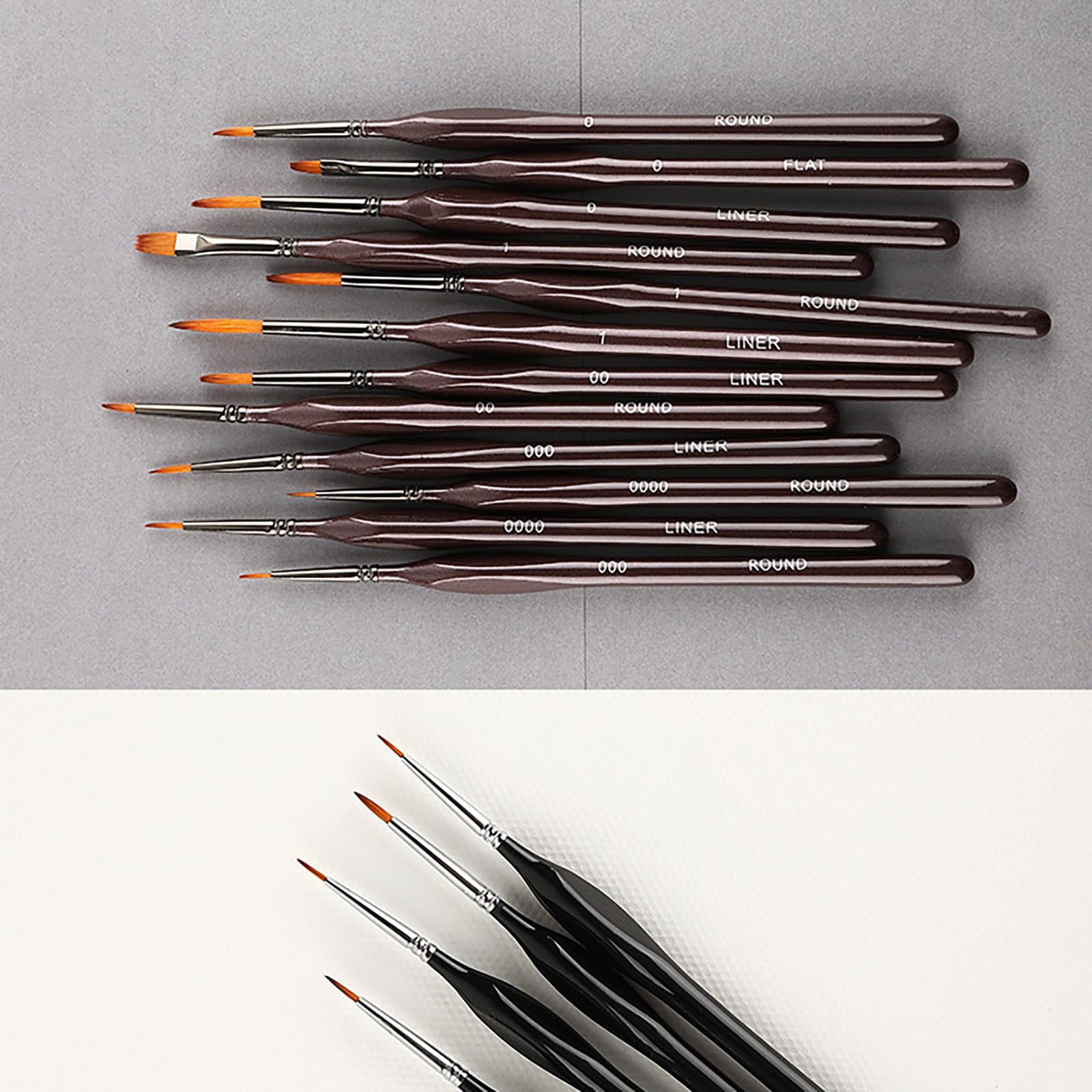 Pinceles para Detalles, 12 Pinceles en Miniatura para Detalles Finos, acrílico, Acuarela, óleo, maquetas, Pintura, Rostro, uñas, Dibujo Lineal