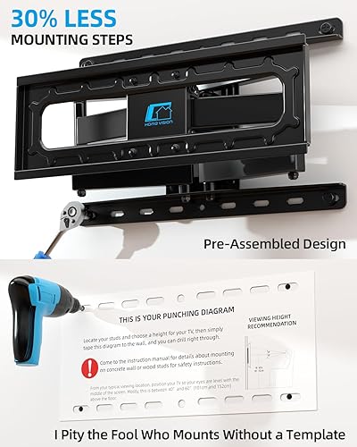 Miniatura 5 de HOME VISION Soporte de pared para TV de 26 a 70 pulgadas de hasta 132 libras, movimiento completo tiene giro suave, inclinación y extensión