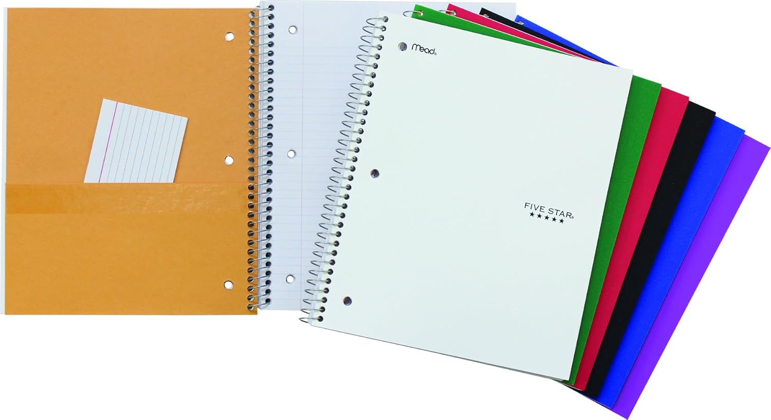 Five Star Wirebound Notebook, 1-Subject, 10-1/2 X 8-Inch, 100 Sheets, Assorted Colour Covers, 1 Notebook (05744)      Office Product