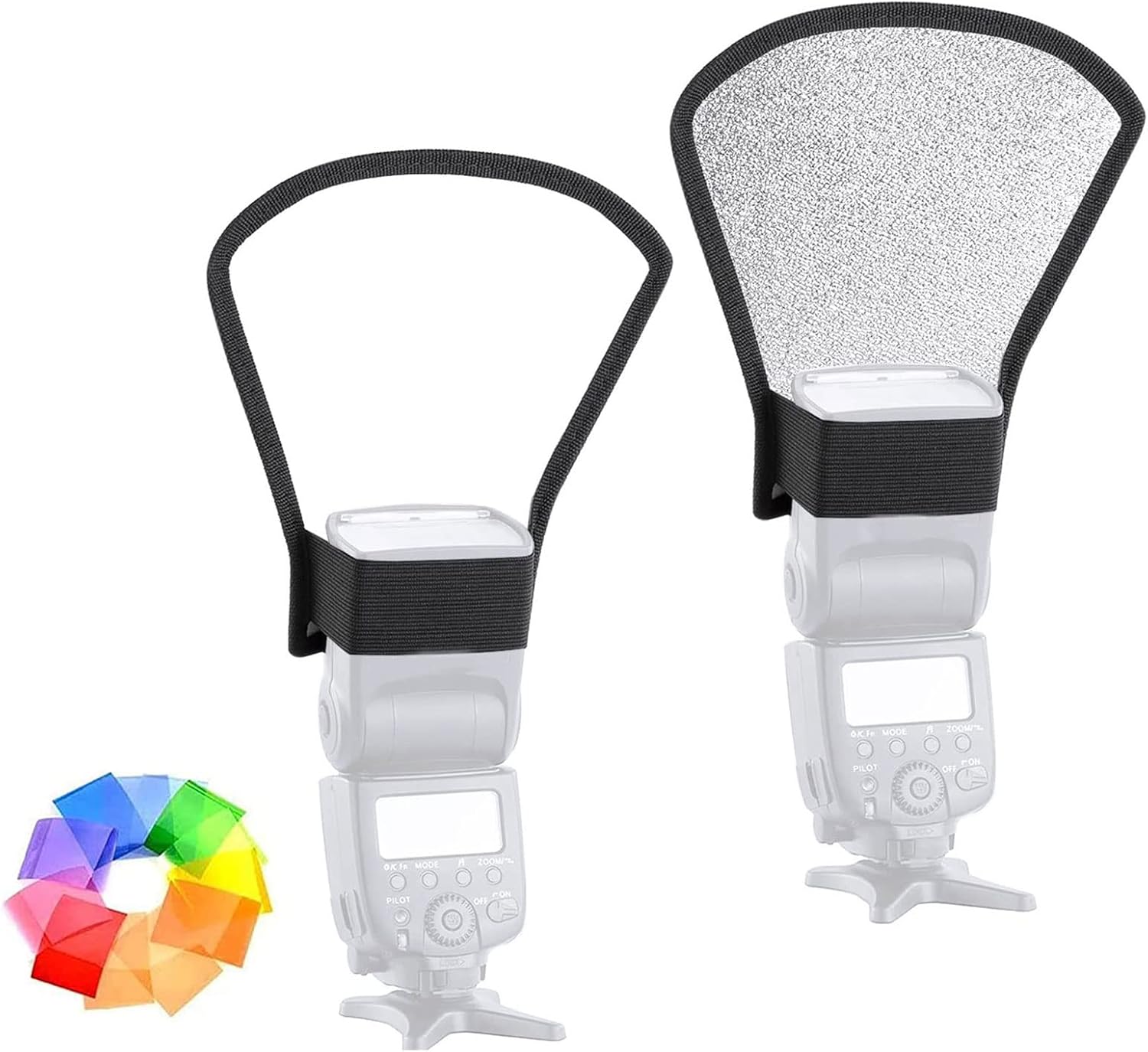 Camera Flash Diffuser Reflector [2Pack], Silver/White 2