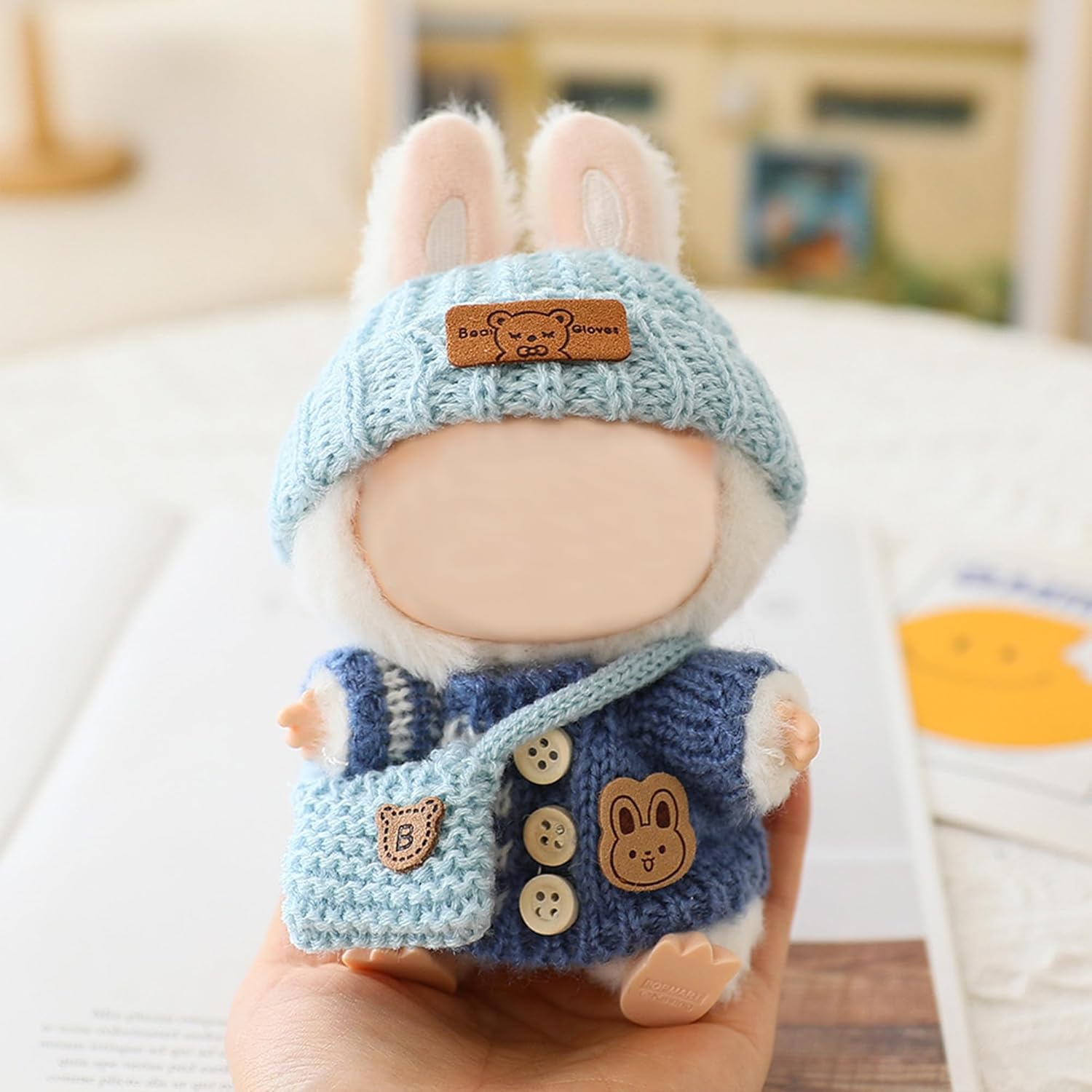 iBayda Total 3 Sets Knit Doll Clothes Accessories for 17cm Dolls Include: 3 Hats, 3 Sweaters, 3 Bags- Soft & Stylish Costume Accessories (Doll and Glasses are Not Icluded)