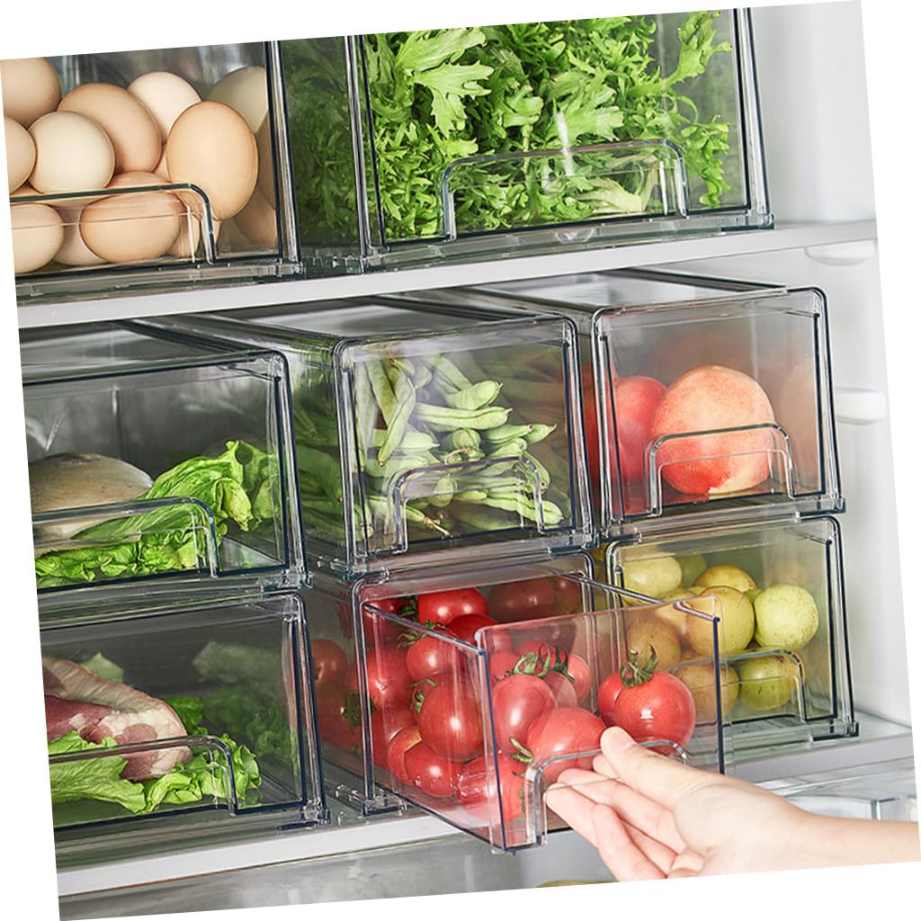 Toyvian Caja Organizadora para Frigorífico Tapa Transparente de Pet, Gran Capacidad y Ahorro de Espacio Adecuado para Conservar Frutas y Sobras en Nevera