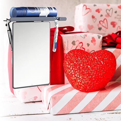 Miniatura 5 de TAILI Espejo de ducha con ventosa sin niebla para afeitar, con soporte para maquinilla de afeitar, espejo antivaho extraíble y sin perforaciones,