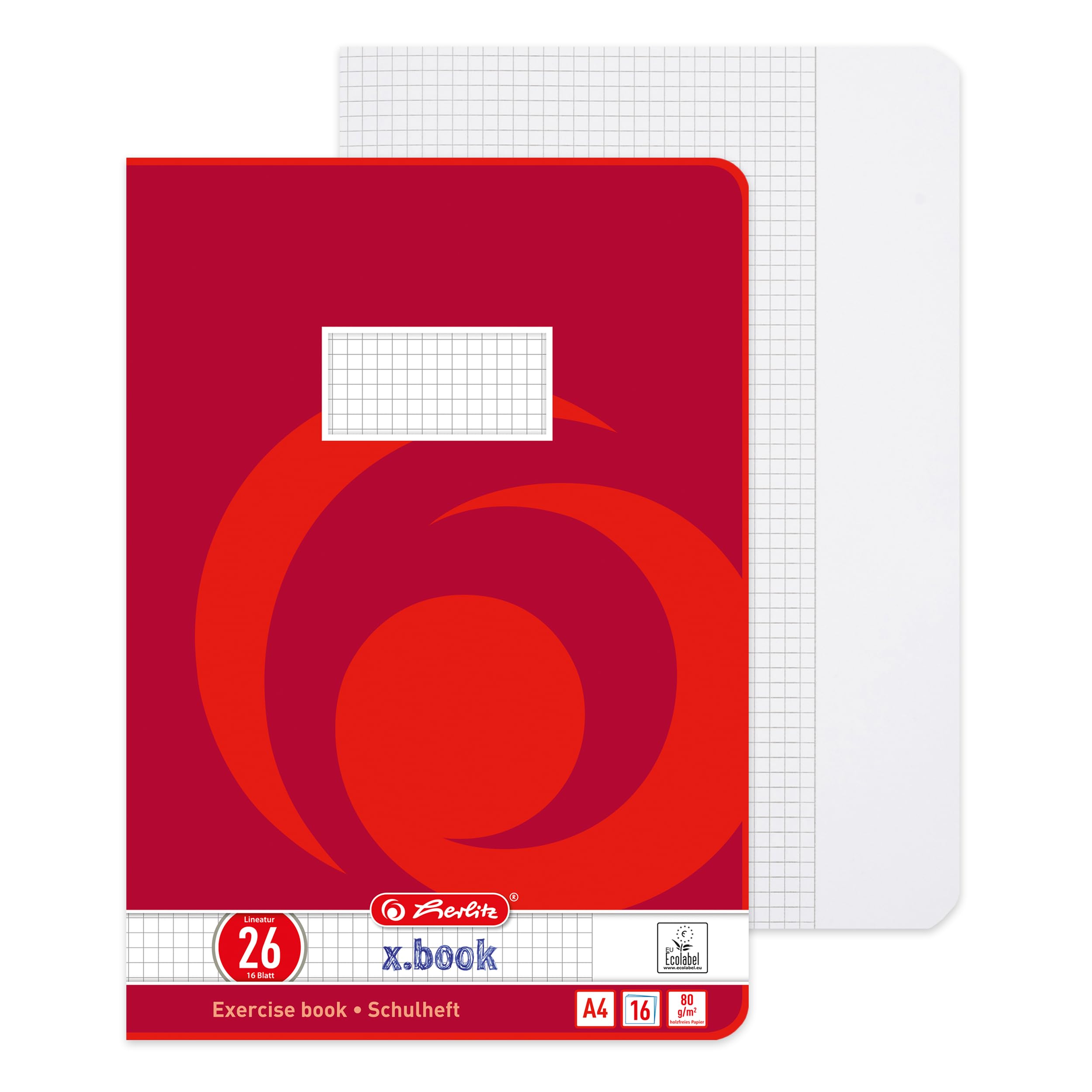 Quaderni Herlitz A4 16 Fogli A Quadretti | Confezione Da 10 Pezzi, Rigatura 26, Carta Senza Legno