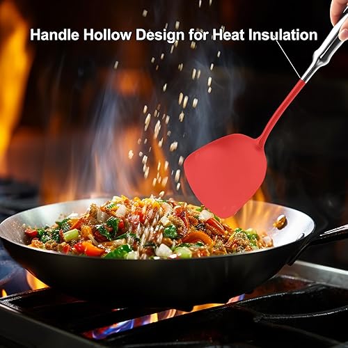 Miniatura 4 de Juego de utensilios de cocina de acero inoxidable, juego de 6 utensilios de cocina de metal, cuchara grande, cuchara de espagueti, espátula wok,