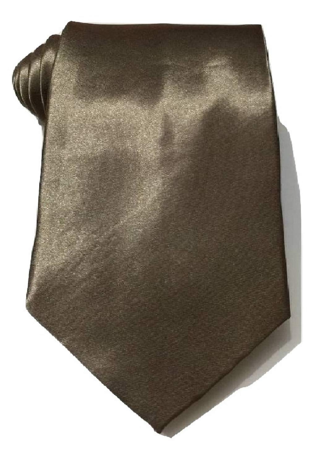 L&L® Standard 9cm Wide Mens wedding event prom party plain Satin necktie tie (Dark khaki)