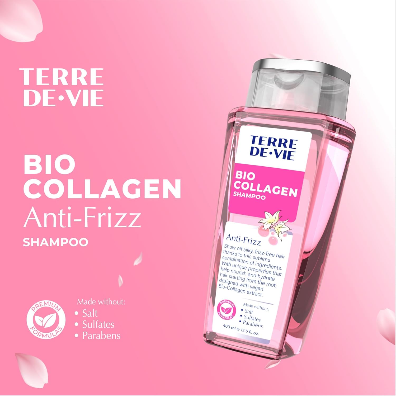 Bio Collagen Shampoo for Frizz Control – Deeply Hydrating Botanical Cleanser with Plant-Based Collagen & Aloe Vera – Made without Sulfates, Salts or Parabens – Clean Beauty Hair Care