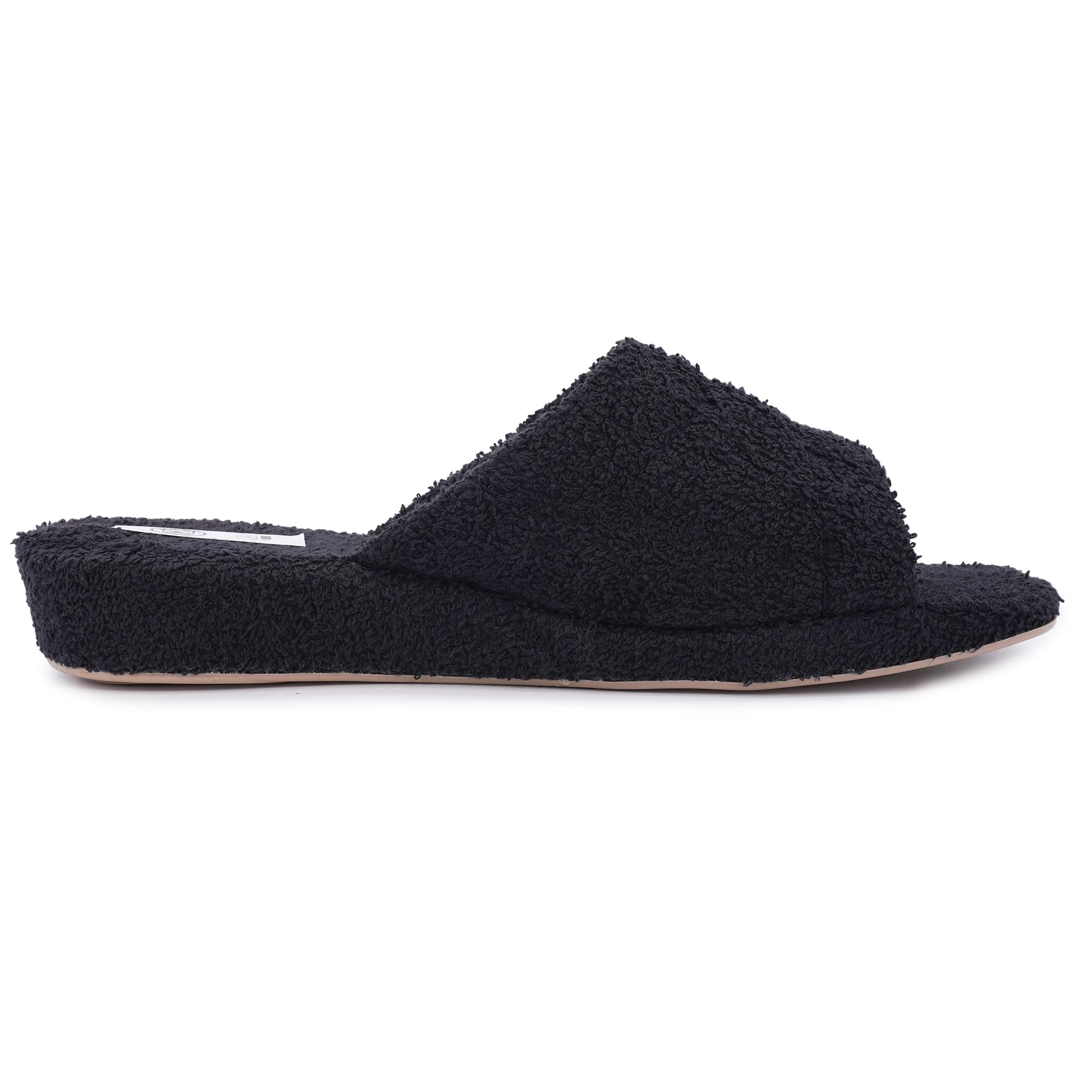 JOMIX Zapatillas Casa Mujer Rizo con Cuña Pantuflas de Toalla Abiertas Ligeras y Cómodas Plantilla Acolchada Suela Antideslizante Lavables en Lavadora para Uso Diario