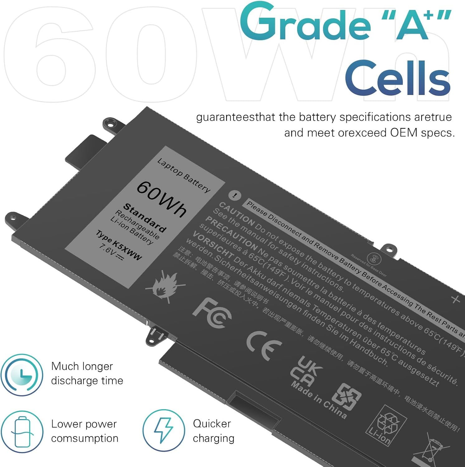 TREE.NB New K5XWW Laptop Battery for Dell Latitude 5289 7389 7390 2-in-1 Series Latitude 12 5000 E5289 L3180 Series P29S001 P29S002 725KY 71TG4 N18GG 6CYH6 J0PGR
