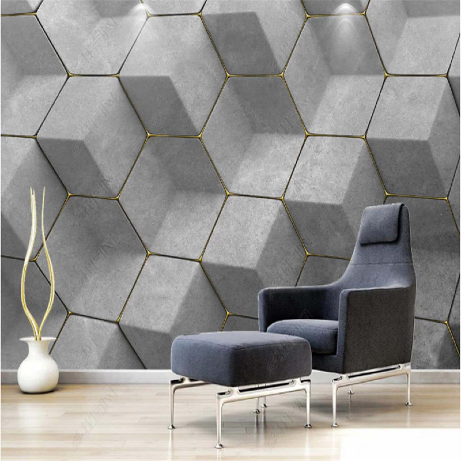 Papel pintado para pared nórdico, tridimensional, geométrico, para salón, sofá, televisión, fondo, 400 x 280 cm, color gris