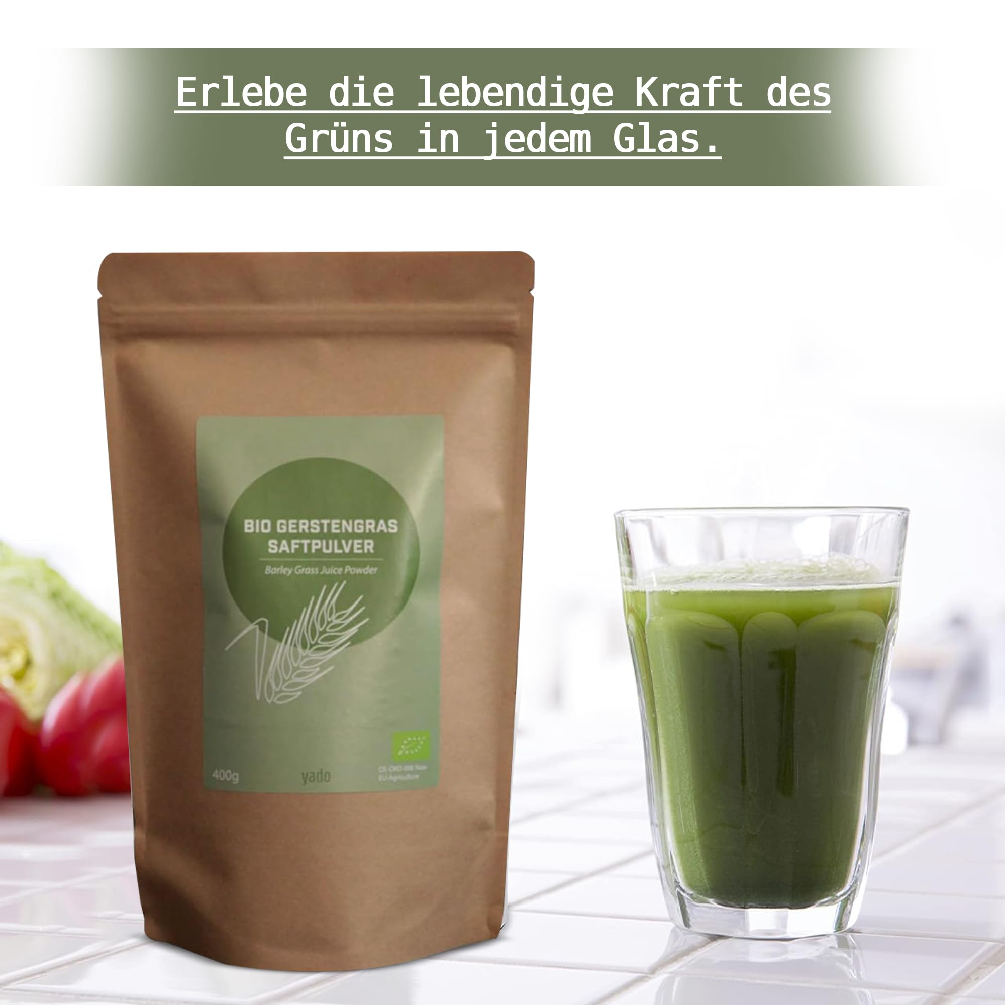 Succo d'erba d'orzo biologico in polvere | certificato di alta qualità | Barley Grass Juice Powder | 100% polvere d'erba d'orzo | La nutrizione secondo Anthony William (200 g)