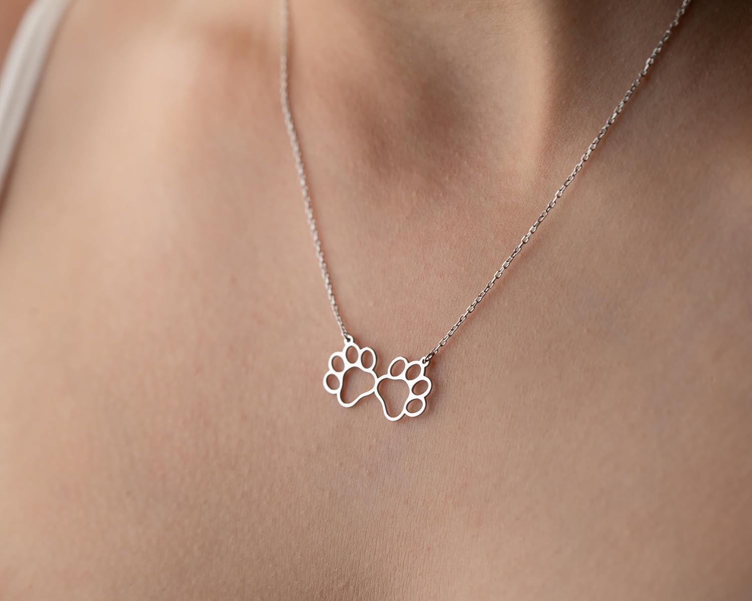 Custom Paw Print Necklace – Personalized Multi Paw Pendant in 925 Sterling Silver & 14k Solid Gold, Pet Lover Jewelry, Add 1–5 Paws, Dog Mom & Cat Lover Gift, White, Yellow or Rose Finish - Image 4