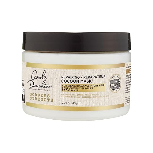 Carols Daughter Goddess Strength Repairing Cocoon - Máscara hidratante para cabello seco dañado y rizado restaura la humedad hecha con aceite de