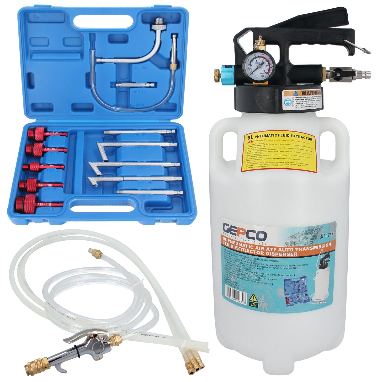 GEPCO Getriebeöl Befüllgerät Öleinfüllgerät Handpumpe 8L mit 13 Adapter Ölwechsel ompatibel mit VW Audi Mercedes Porsche VAG für DSG CVT