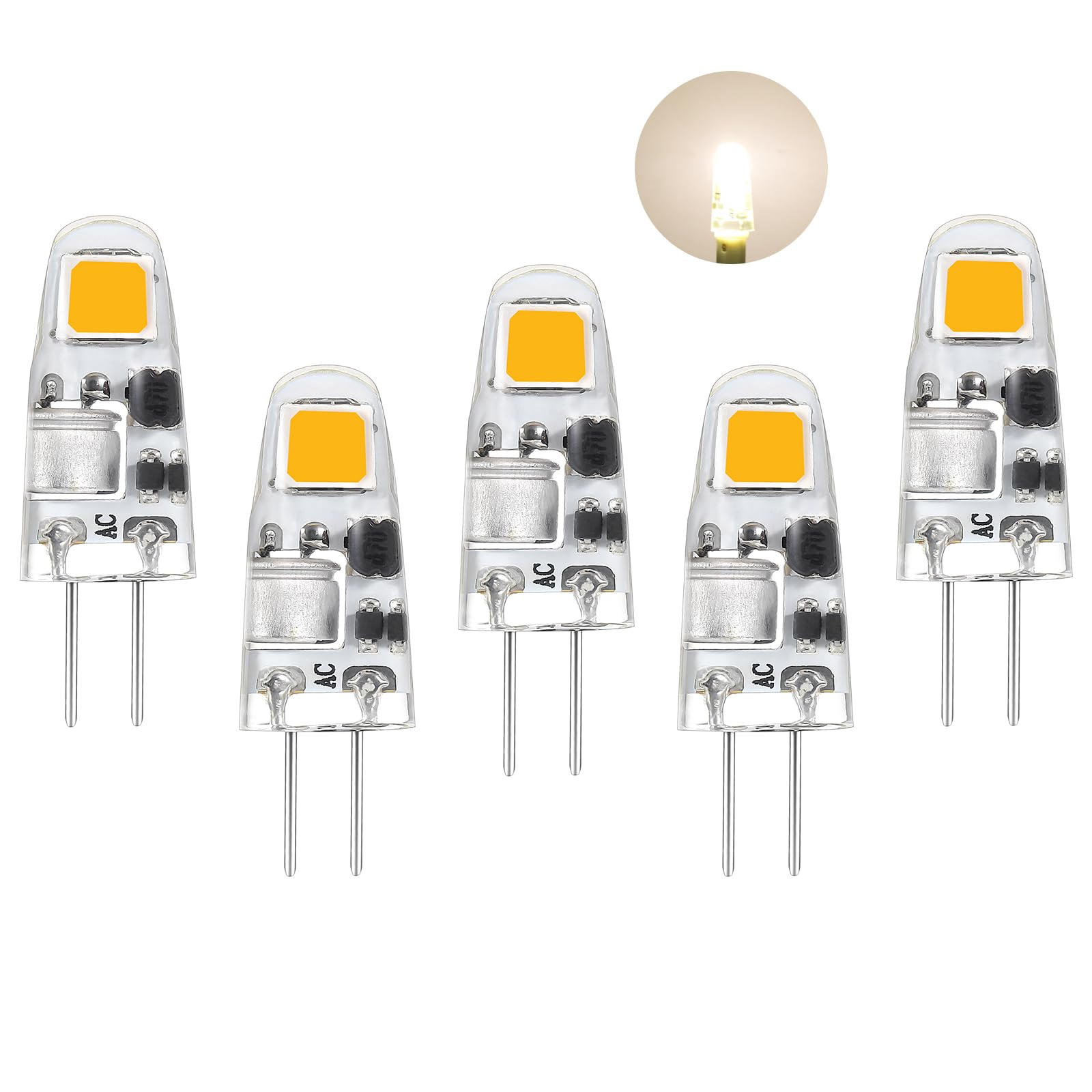 I-SHUNFA G4 LED Lampen Naturweiß 4000K,AC/DC 12V Led Leuchtmittel g4,0.5W ersetzt für 5W-10W Halogenlampen,90LM Nicht Dimmbar,Energie Sparen LED Mini Glühbirnen,Kein Flackern,5er pack