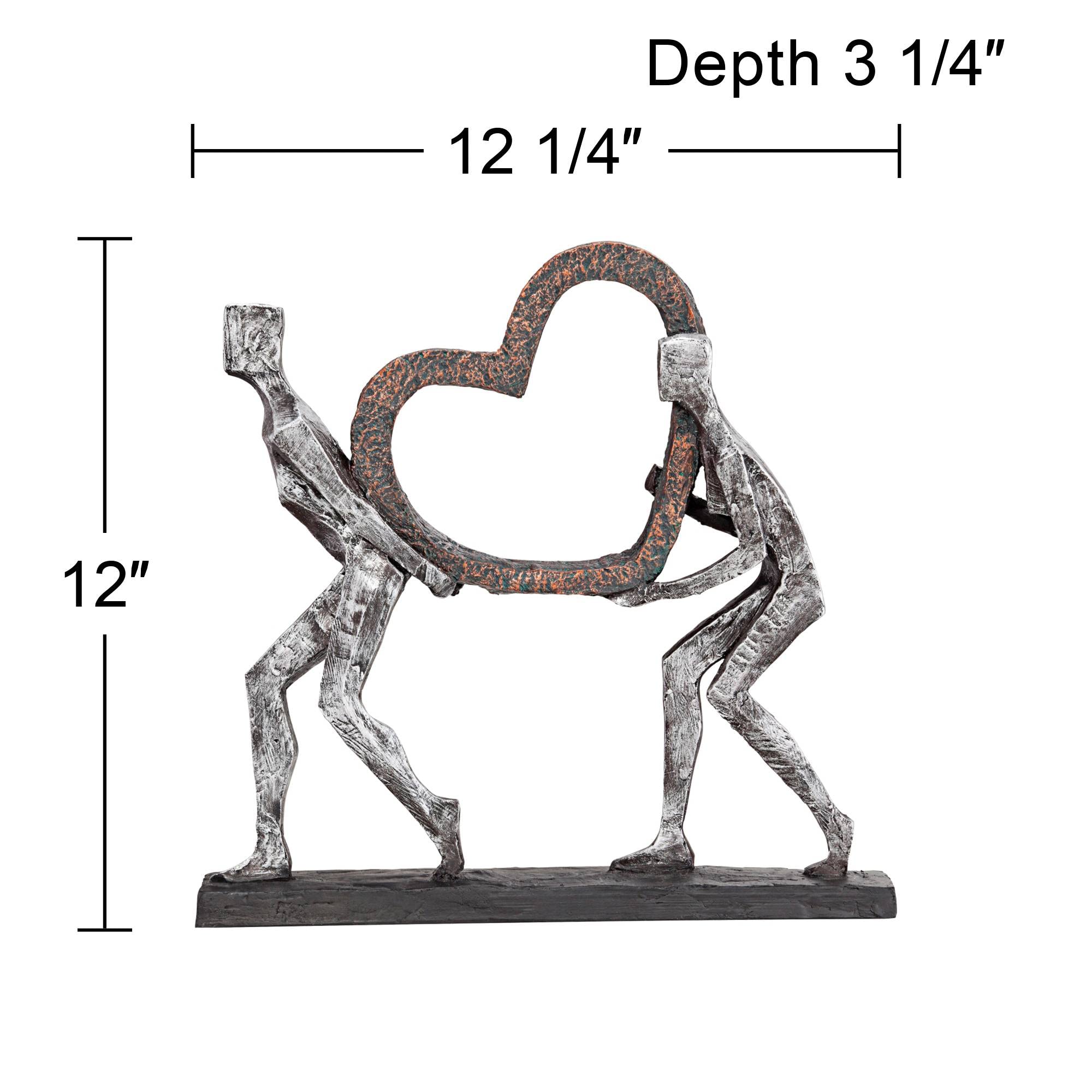 置物 love is strength 925 Sterling Silver Vintage Pendant Brutalist Open Love Heart Can