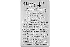 TANWIH 4th Anniversary Card for Husband - Metal Wallet Card