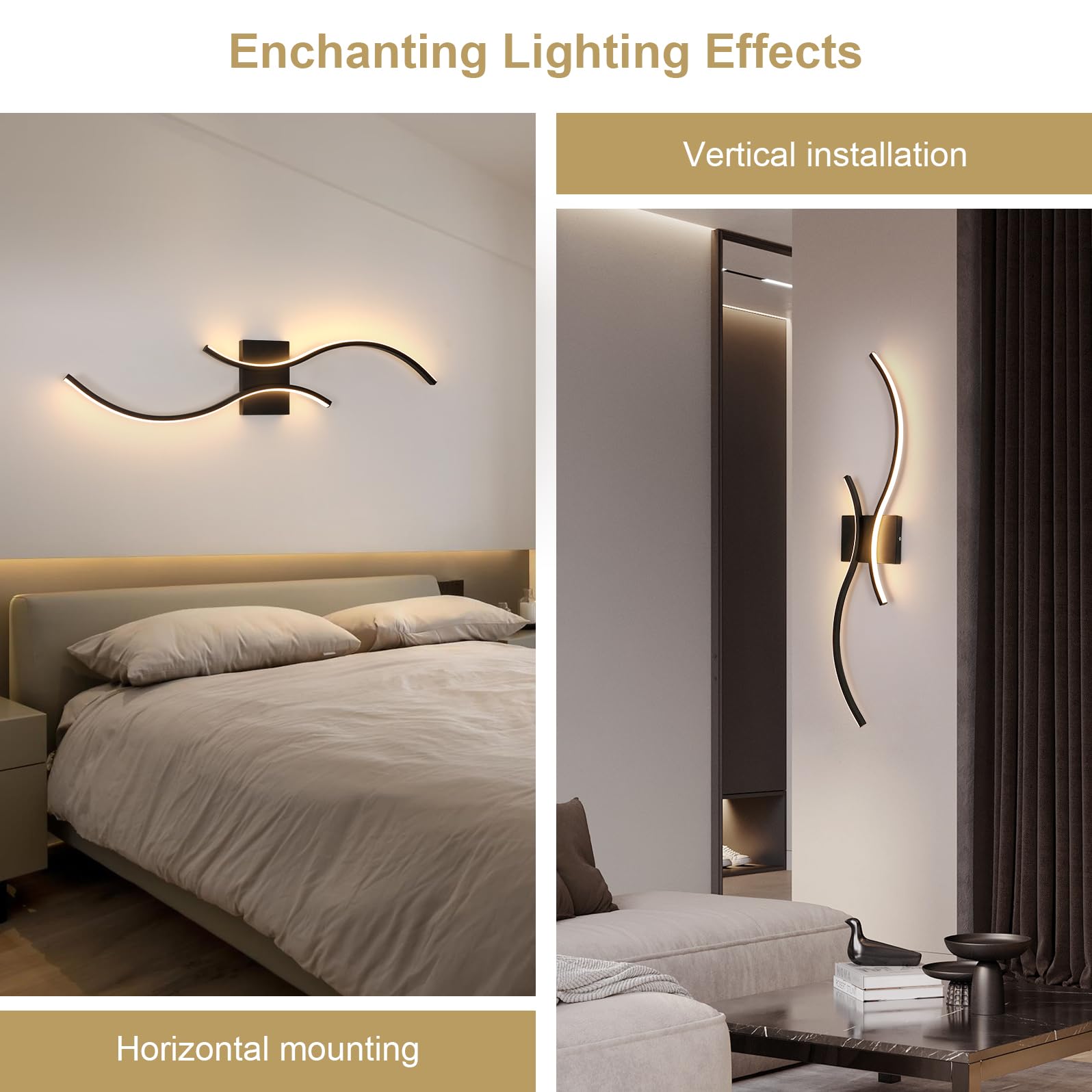 Comely Modern LED Wall Lights Indoor, 27W LED Wall Light Warm White 3000K - Image 3