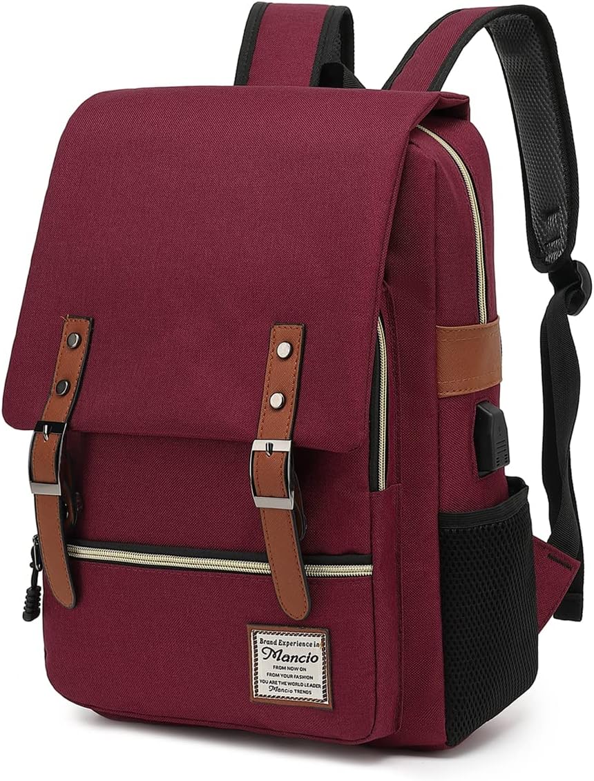 Mancio Vintage Slim Laptop Backpack for Women Men,Tear