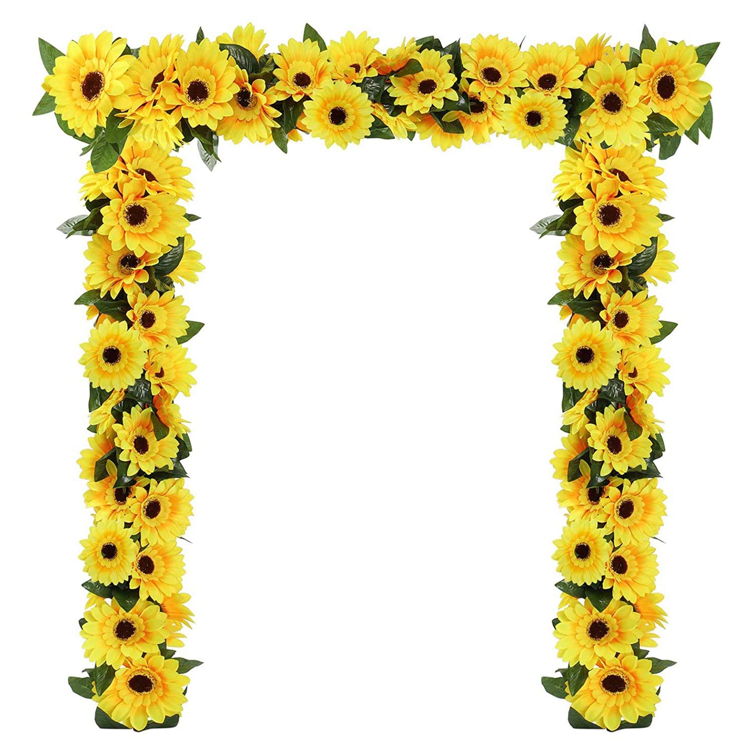CTRLZS 2Pcs Sunflower Garland Vine Fake Silk Sun Flowers Hanging Vines for Balcony Garden Wedding Decoration