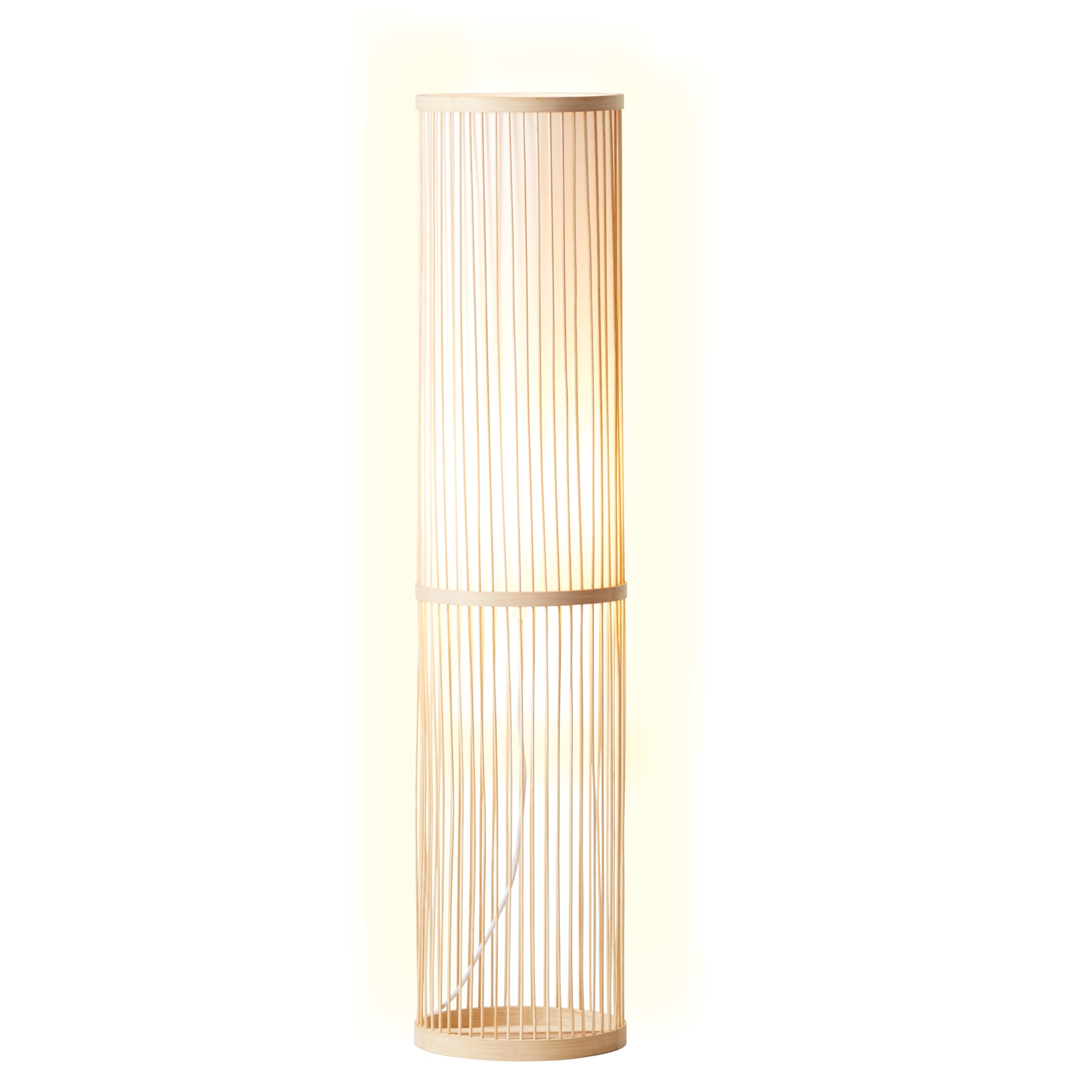 Brilliant Lampe Nori Standleuchte 1flg natur/weiß | 1x A60, E27, geeignet für Normallampen (nicht enthalten) | Mit Fußschalter