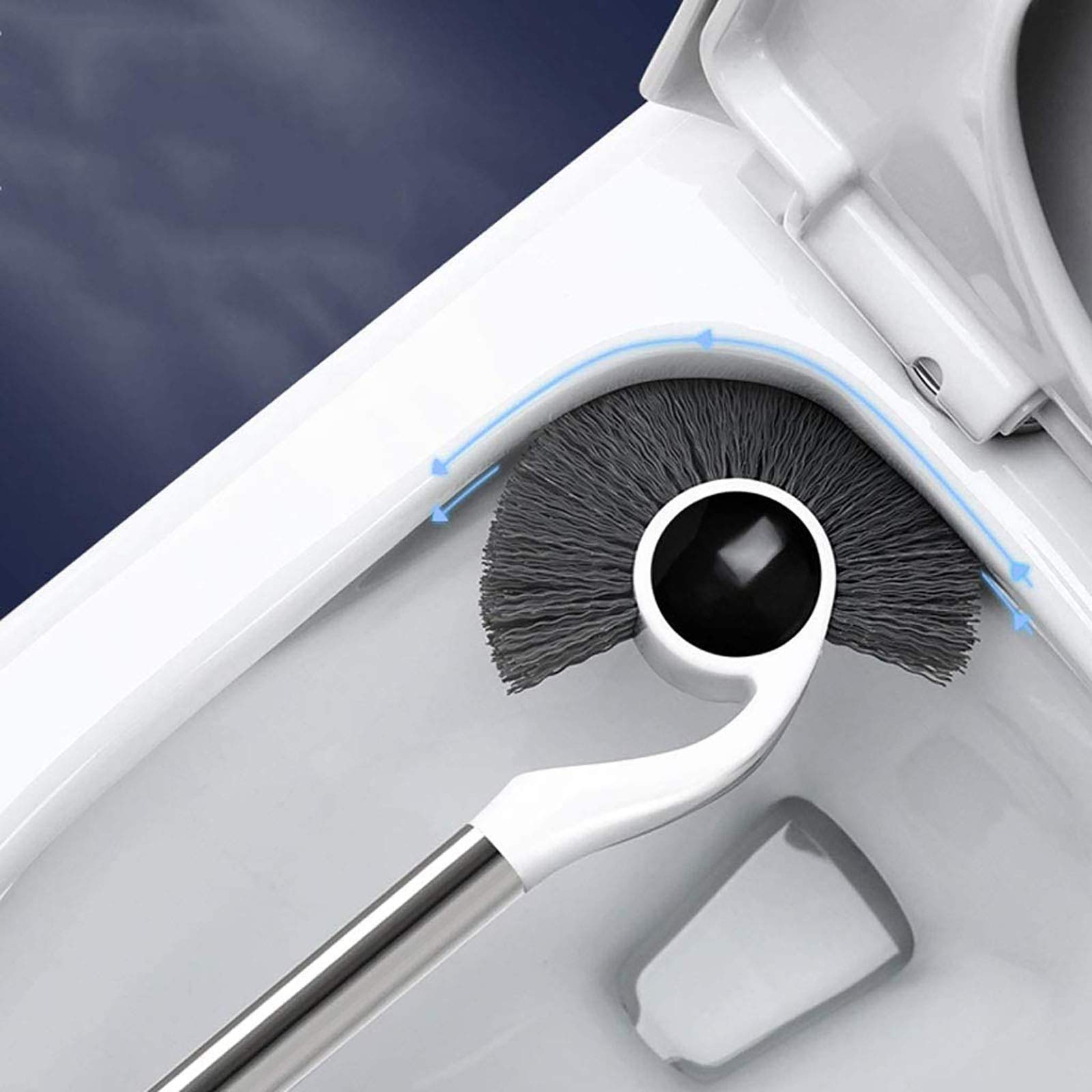 Scopino per WC, scopino per WC e Set di Supporto, spazzole per WC in Silicone per Pulizia Profonda con setole morbide TPR per Supporto per Superficie con spazzolino da Bagno, Nero