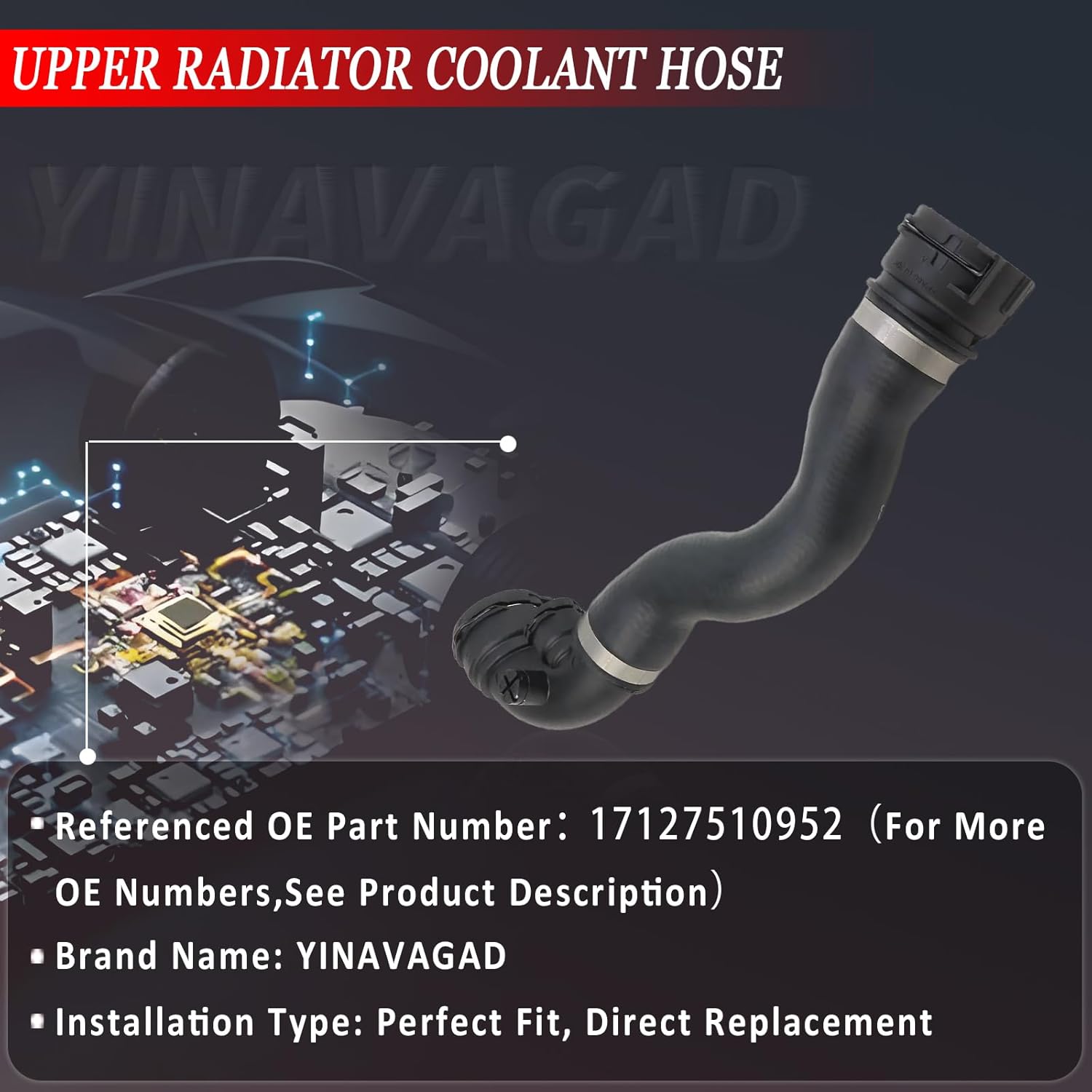 17127510952 Upper Radiator Coolant Hose Line Radiator Water Pipe for BMW E46 325Ci 330Ci 2001-2006, 325i 325xi 330i 330xi 2001 2002 2003 2004 2005, 323Ci 328Ci 2000, 323i 328i 1999-2000