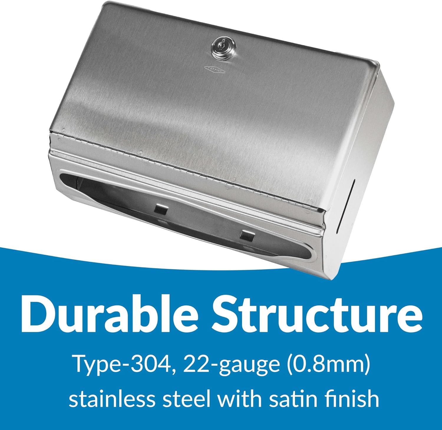 Bobrick Surface-Mounted Paper Towel Dispenser, Satin-Finish Stainless Steel, Holds 200 C-Fold & 275 Multifold Towels, ADA Compliant, Manual Operation, Tumbler Lock, Hemmed Tray Opening (Model B-26212)