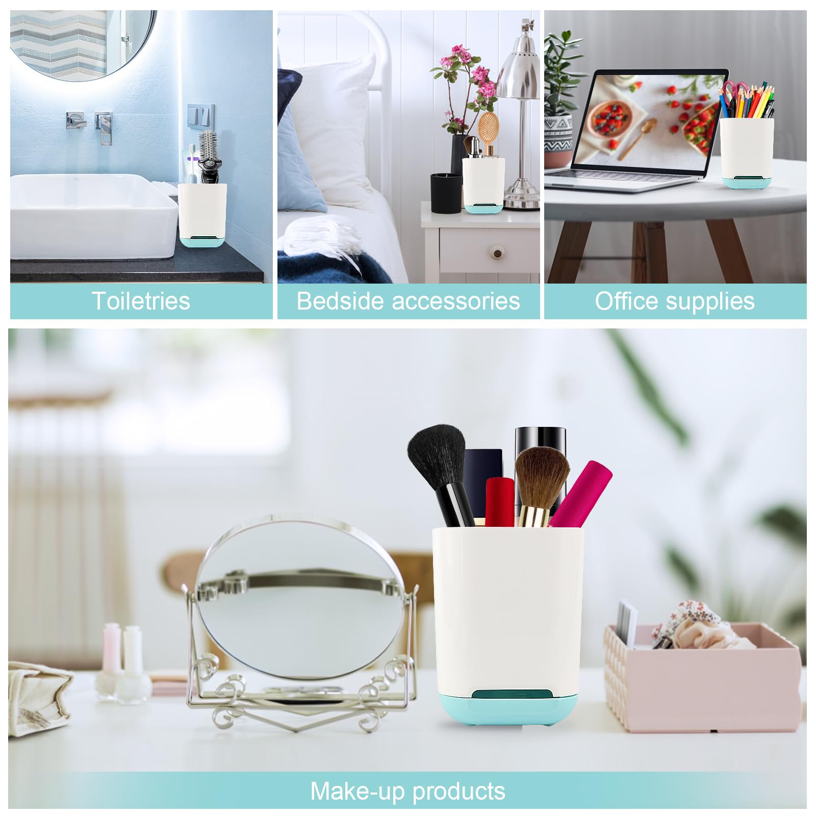 Porte-Brosses à Dents Électriques Et Manuelles – Organisateur Salle De Bain Gris, Amovible Avec Vidange Et Compartiments