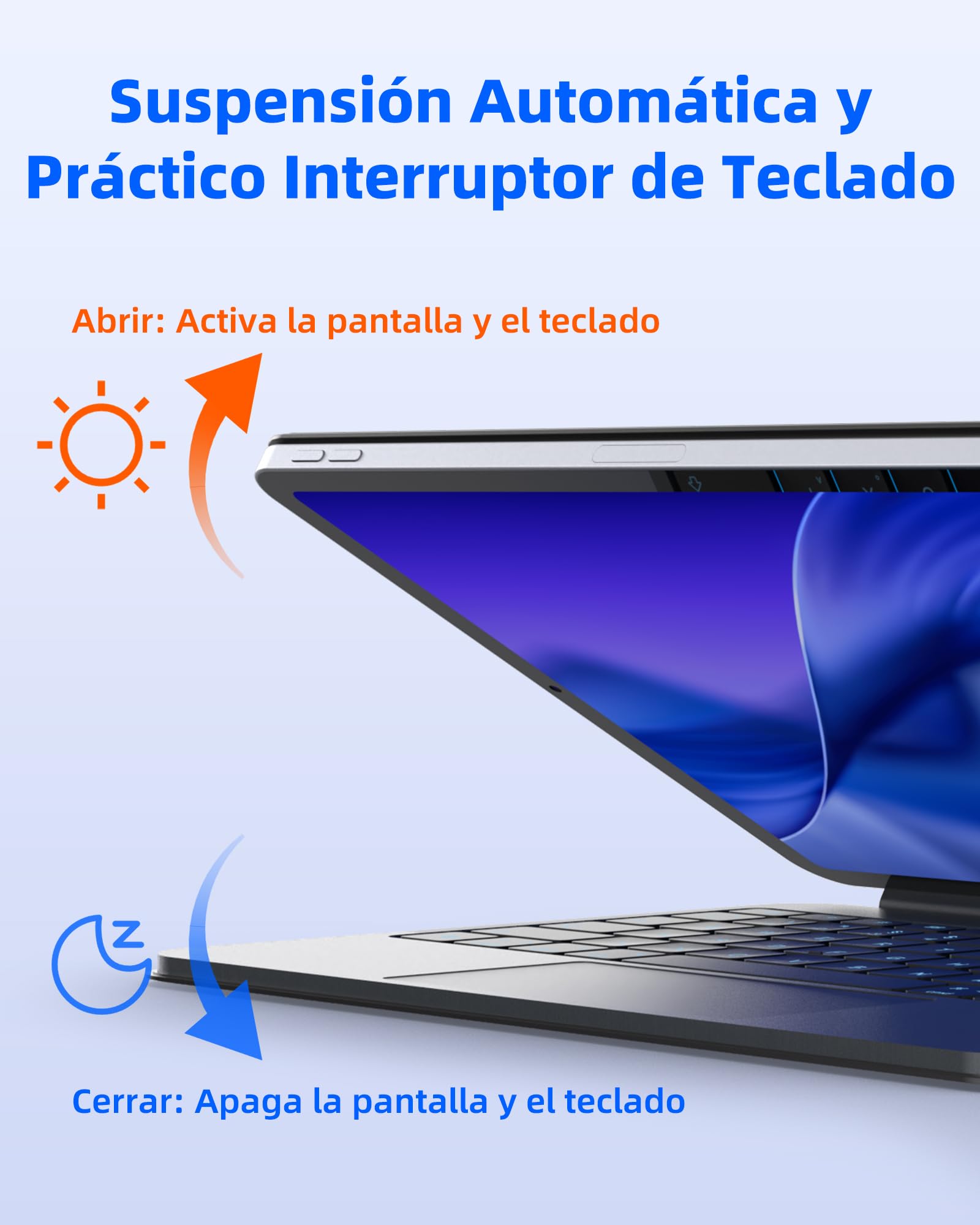 Bettdow Teclado para iPad Air 13" M4 2026/M3 2025/M2 2024, iPad Pro 12,9"(6ª/5ª/4ª/3ª Gen), Español Ñ Ligera de Aleación de Aluminio Magnético Flotante Diseño Teclado con Trackpad, Negro