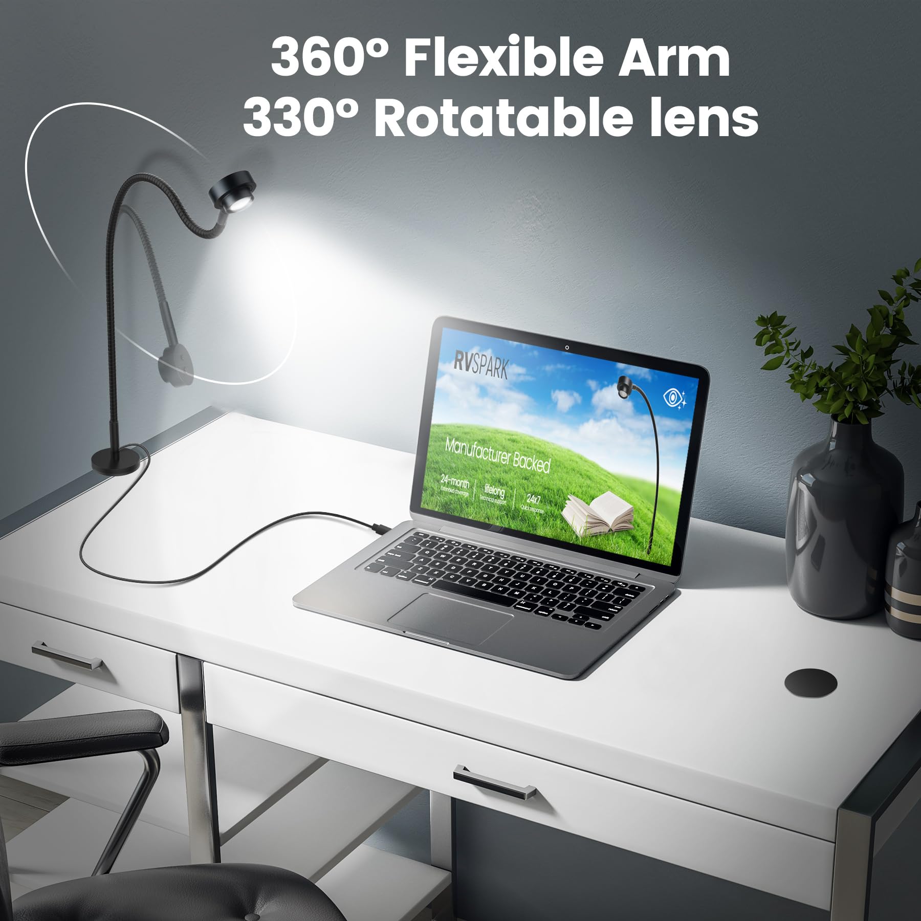 Luz de lectura flexible magnética, 3 colores de luz regulables, cuello de cisne, luz LED para lectura, trabajo, estudio, manualidades, regalos para amantes de los libros, adaptador USB-C CRI95