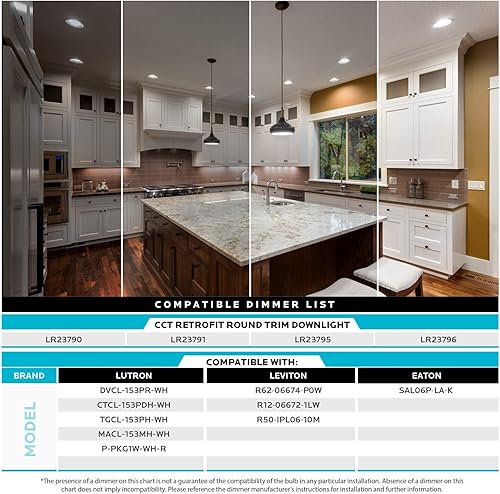 Miniatura 6 de LUXRITE Luz empotrable LED de 56 pulgadas, 14 W  90 W, CCT Color seleccionable 2700 K  3000 K  3500 K  4000 K  5000 K, luz de lata regulable, 1100