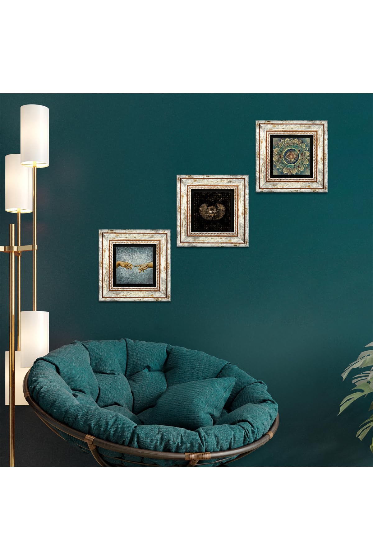 PineconeMichelangelo Creation of Adam Mandala, Eye of Horus Stone Wall Art Framed Wall Decor T3-458