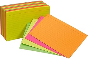 Amazon Basics Ruled Index Flash Cards (4x6 Inches, Pack of 300, Neon Colors)