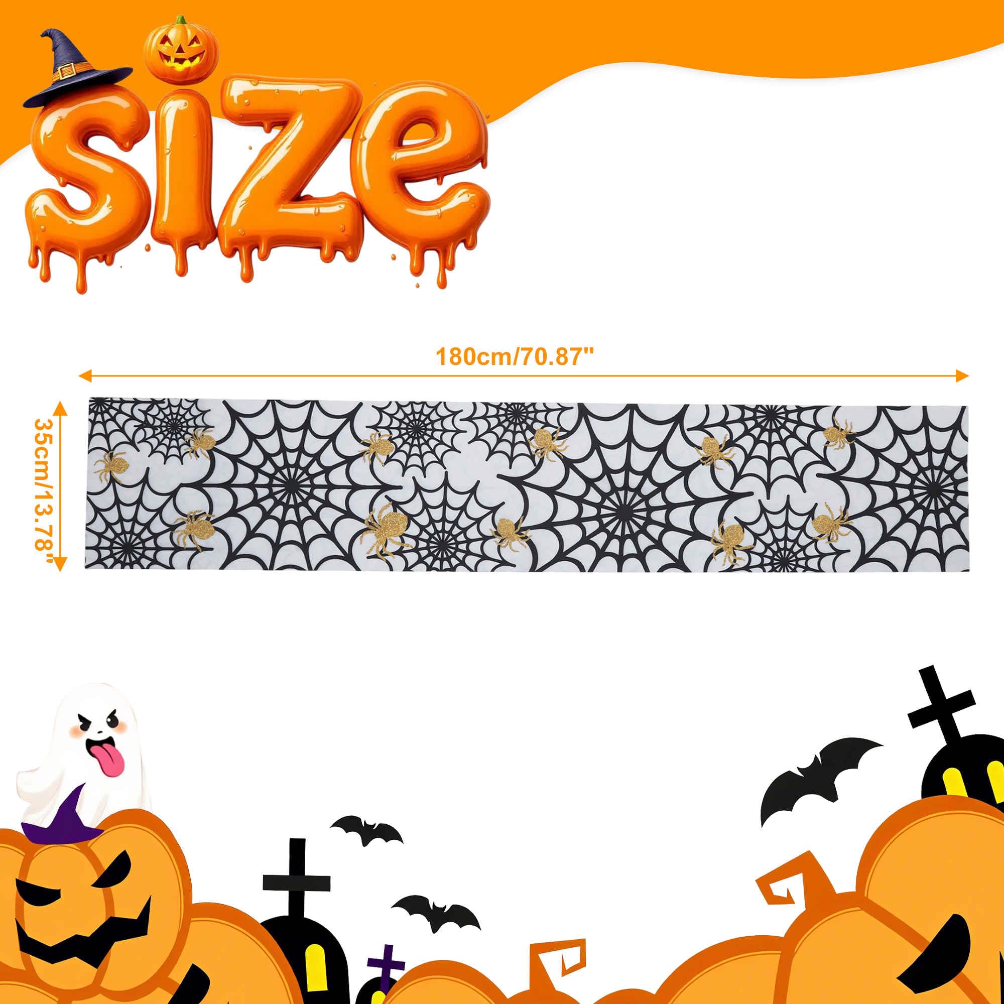 Gyrodymix Table Runners Halloween Spider Web Table Runner for Home Kitchen Dining Table Party Decorations Black White - Image 4