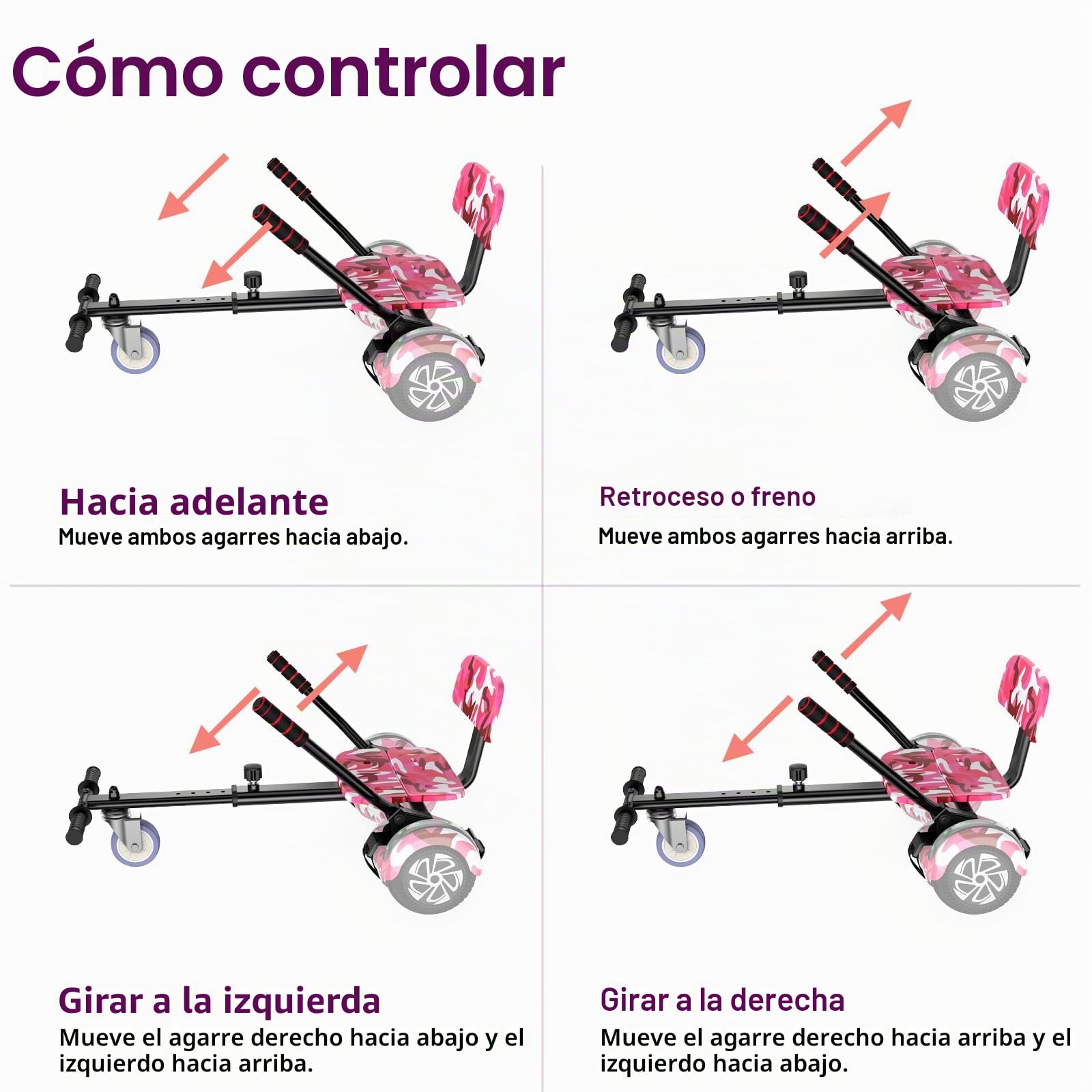 SISIGAD Hoverboard Go Kart Combo, Hoverboards con asiento, 6,5 pulgadas autobalancing Scooter with Bluetooth LED Lights, Go Karts Hover Board for Kids