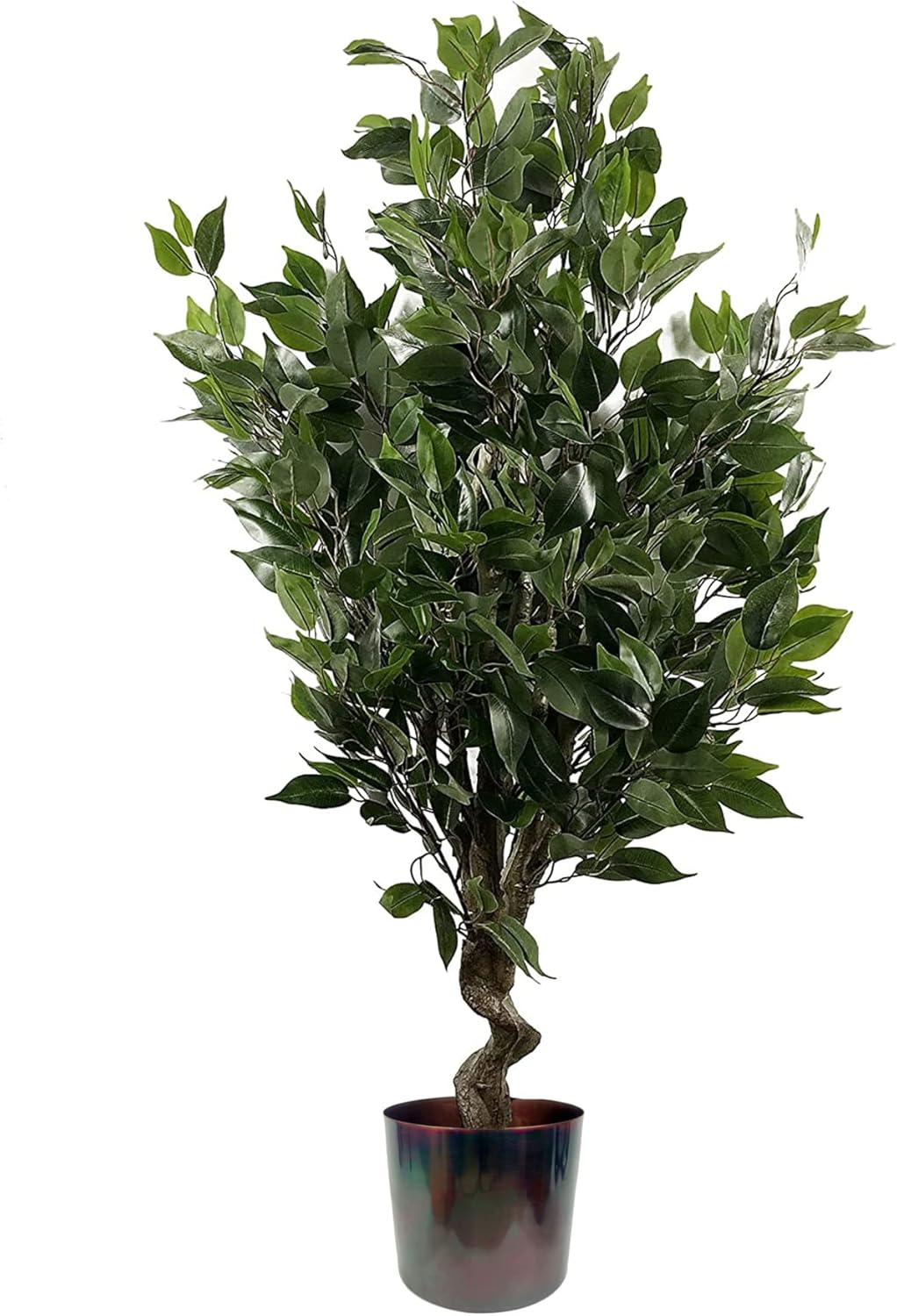 Leaf Artificial Indoor Tree with Planter, Mixed Materials, Evergreen