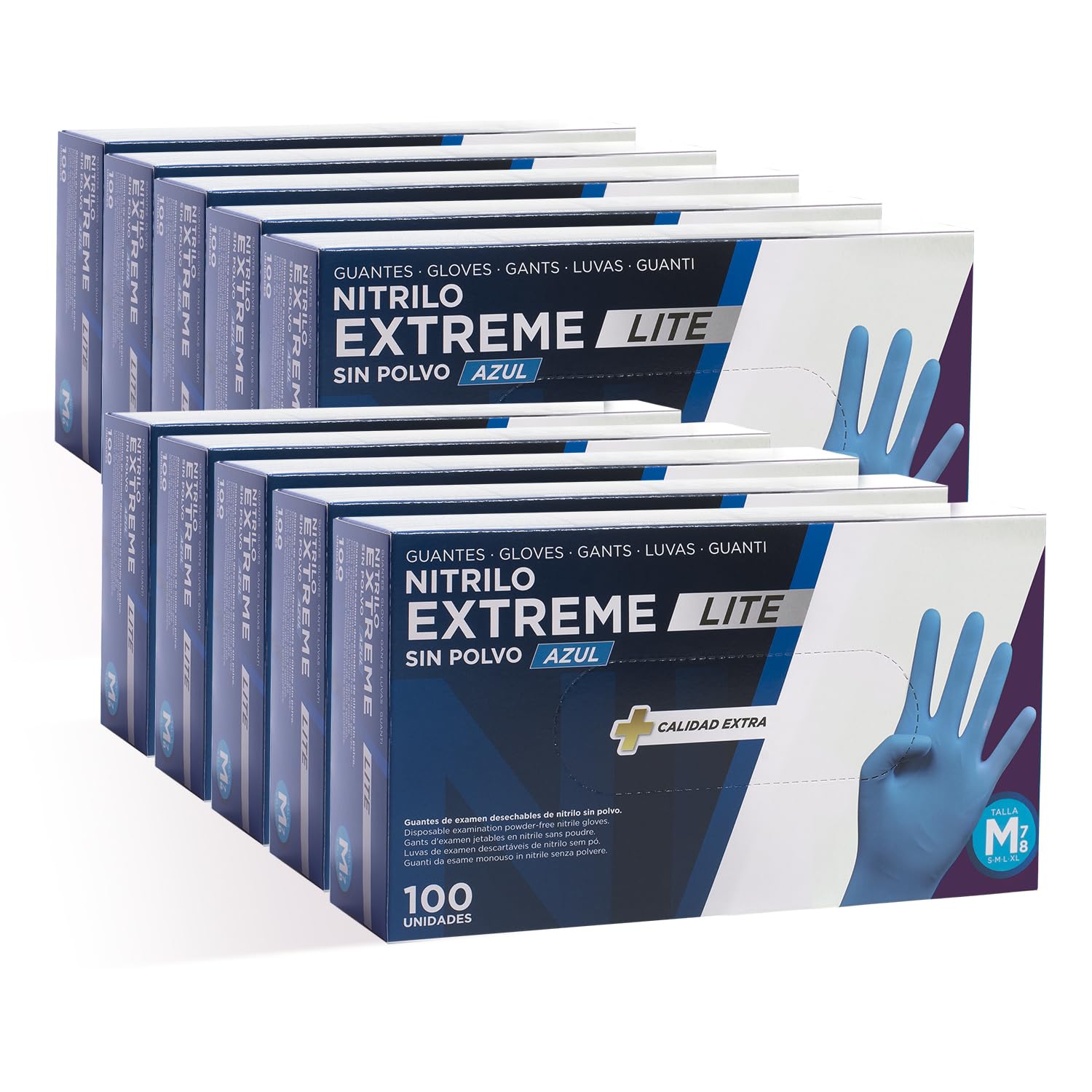COM-FORT HOUSE Gants en nitrile résistants - Couleur bleue - Collection Extreme Lite - Gants en latex sans poudre - Disponible en tailles S, M, L, XL
