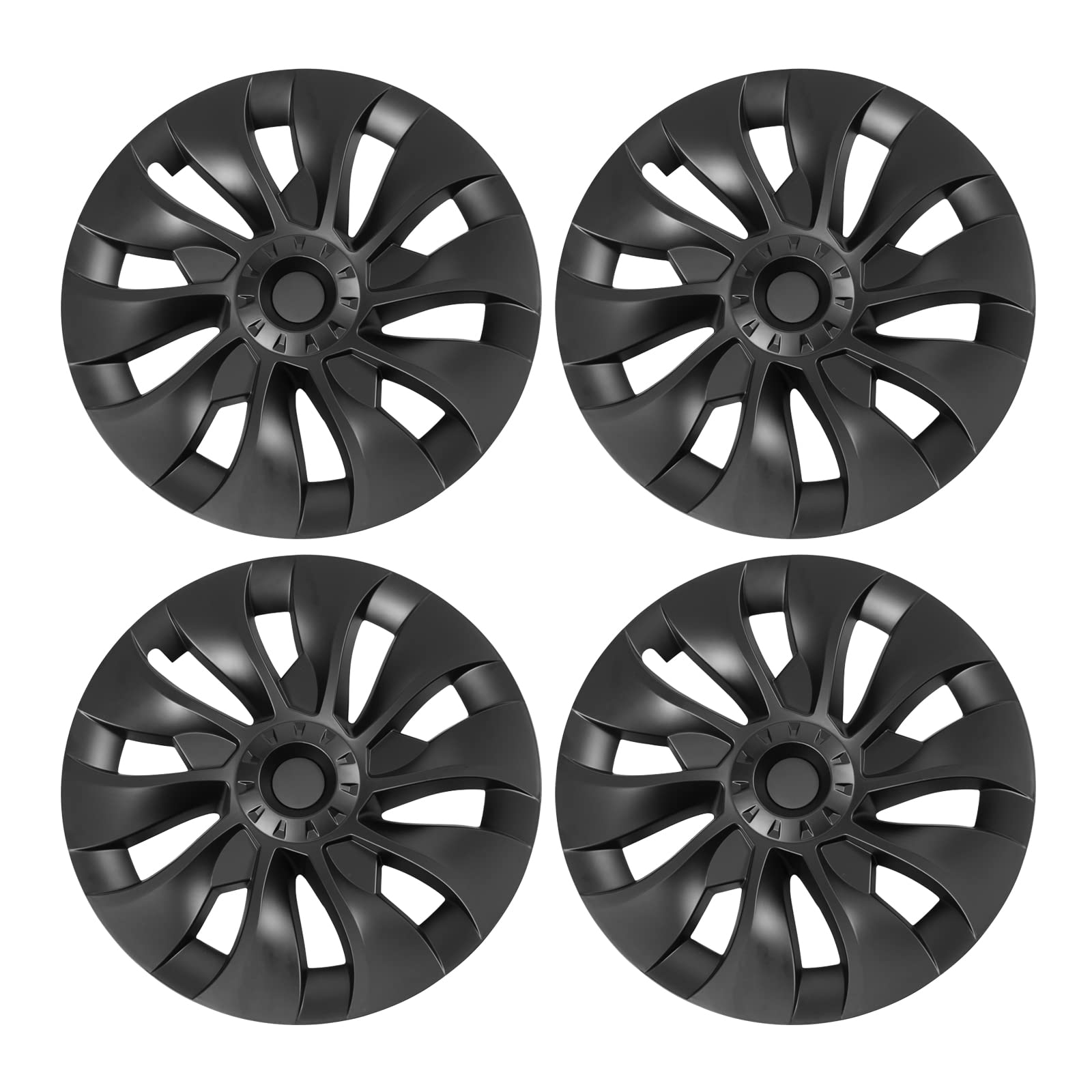 Photo 1 of Donpida Hubcaps Wheel Covers Compatible with Tesla Model 3 Hub Cap Replacement for Tesla Wheel Caps 18 Inch Protector Cover Kit 4PCS Matte Black 18 Inch x 4pcs Cyclone Style Matte Black
