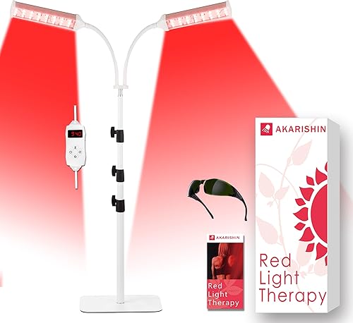 Lámpara de terapia de luz roja, luz roja de 660 nm, terapia de luz infrarroja de 850 nm y 940 nm con soporte ajustable en altura, temporizador con