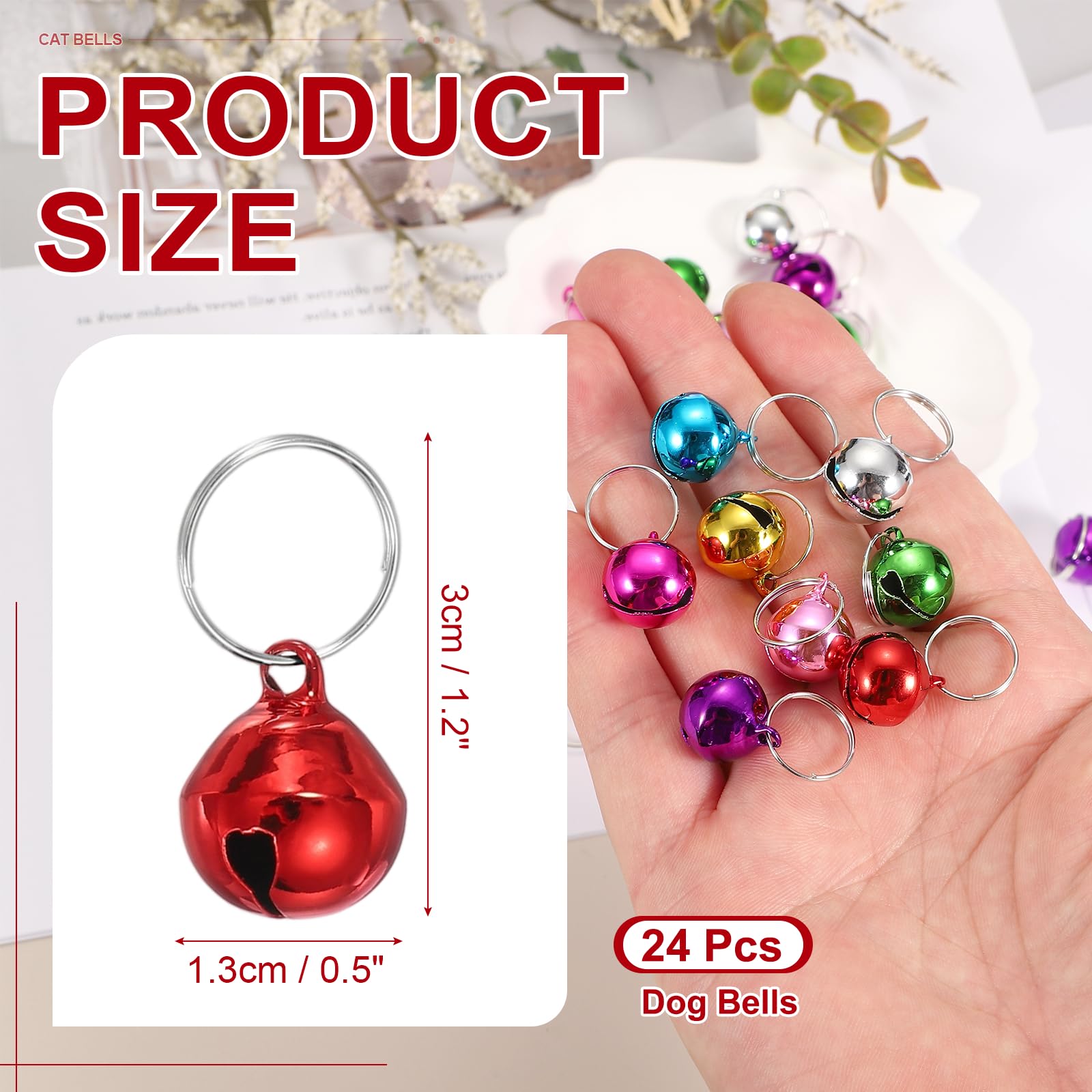 PATIKIL 24 Campanellini Per Cani Mini Campanelli Per Gatti Campanellini Per Collari Di Animali Domestici Portachiavi Carini Confezione Di Metallo Sonagli Forti Per Albero Di Natale Rosso
