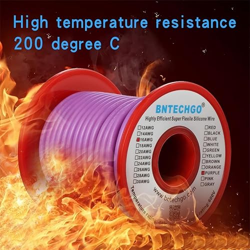 Vista 166 de Bntechgo 18 alambres de silicona suave y flexible, silicona resistente a altas temperaturas, altamente eficiente 18 AWG calibre, 150 hilos