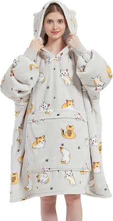 Oversized Hoodie Blanket Sweatshirt for Men Women, Sherpa Fleece Wearable Blanket Sweatshirt Warm Home Hoody Gifts for Gamers Sofa Lovers