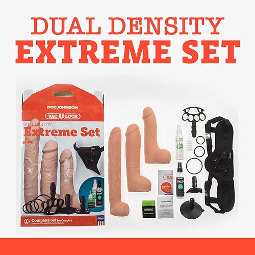 Miniatura 4 de DOC JOHNSON Vac-U-Lock - Arnés para adultos, conjunto de juguetes de gelatina de cristal de doble densidad extremo (rosa)