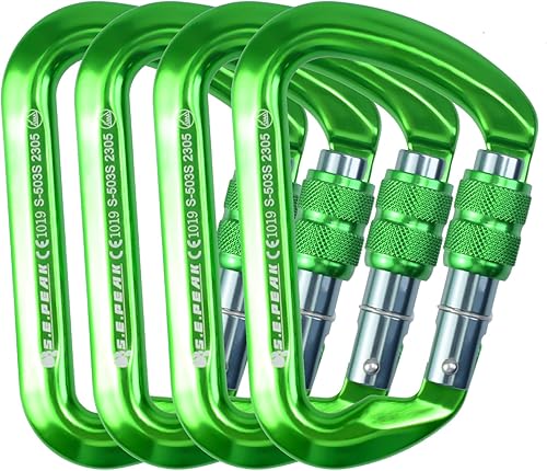 SEPEAK UIAA - Mosquetón de escalada con bloqueo de 30 kN, clip profesional para puerta de tornillo resistente para escalada al aire libre,