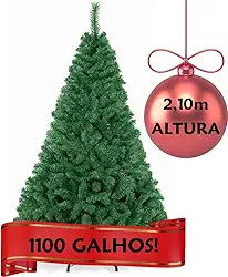 Arvore de Natal 2,10m 1100 Galhos Pé Base de Ferro Luxo Cor Verde Cheia Tipo Pinheiro