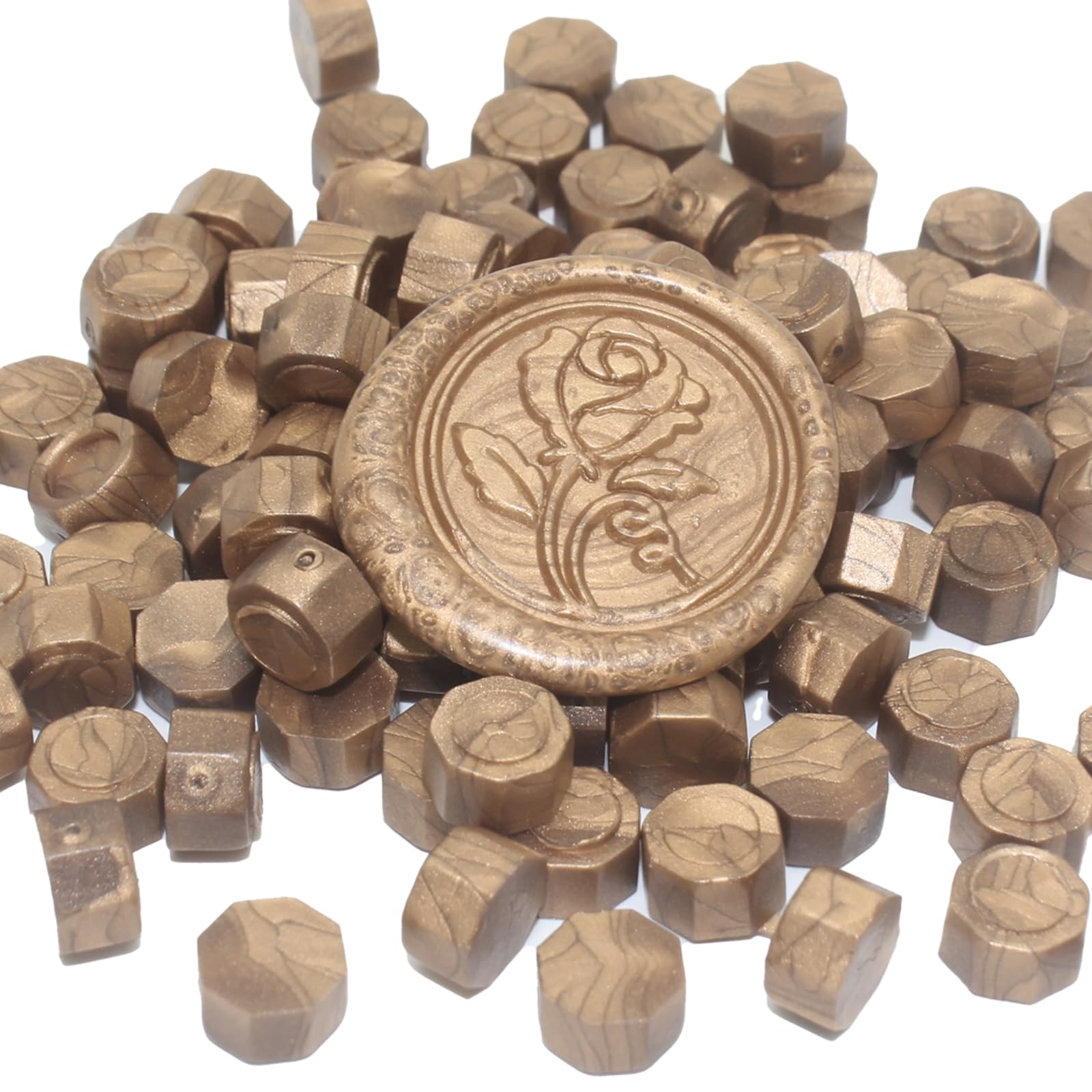 600 cuentas de sellado de cera de bronce, cuentas de cera de sellado prémium para sellos de sellos, paquete de recambio de pellets de cera octogonales para kit de sellado de cera,