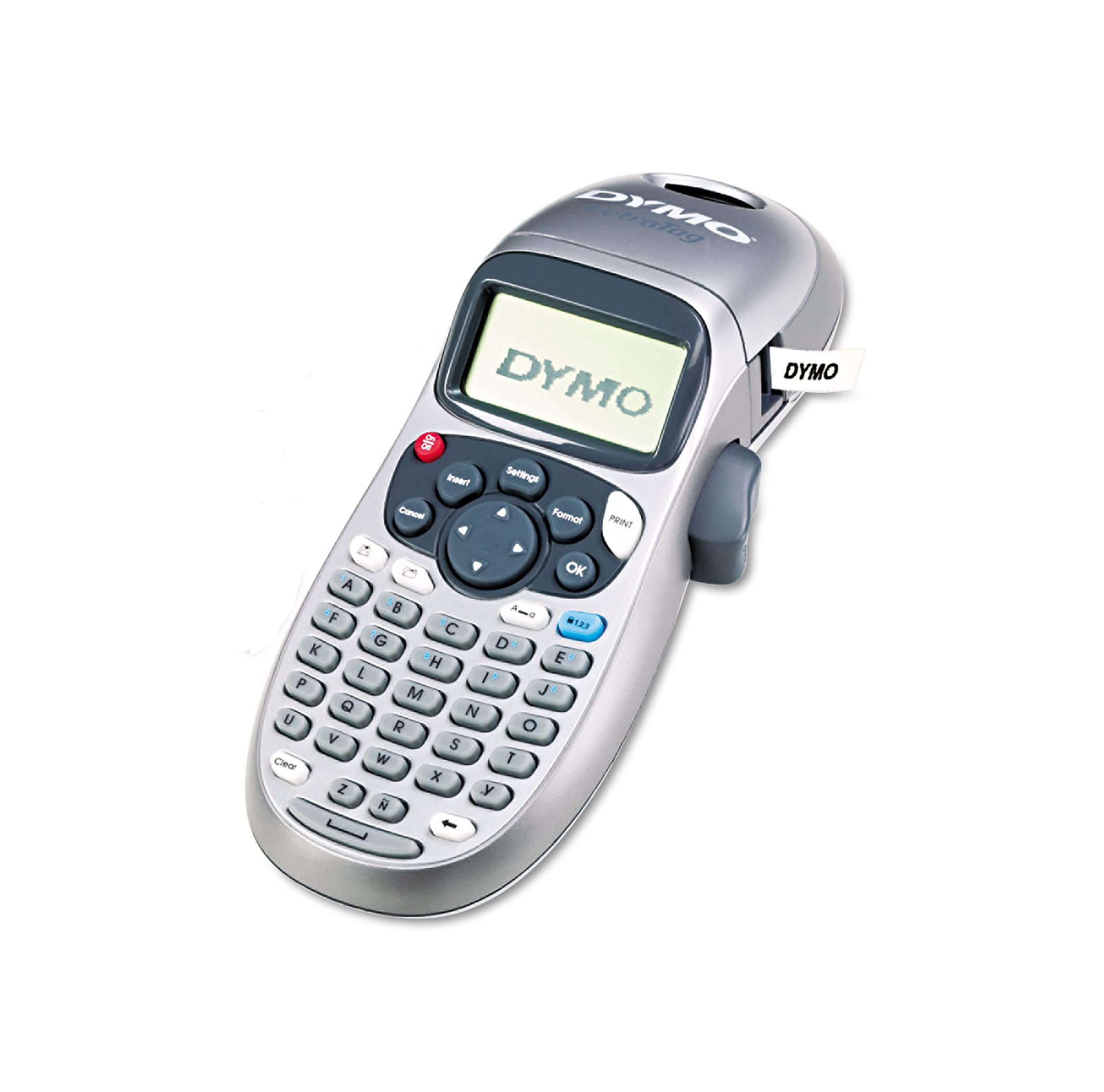 DYMO LetraTag LT-100H Beschriftungsgerät Handgerät | Tragbares Etikettendrucker mit ABC Tastatur | Ideal fürs Büro oder zu Hause - für Schriftband LT 12mm - Silver Limited Edition inkl. 4 AA-Batterien